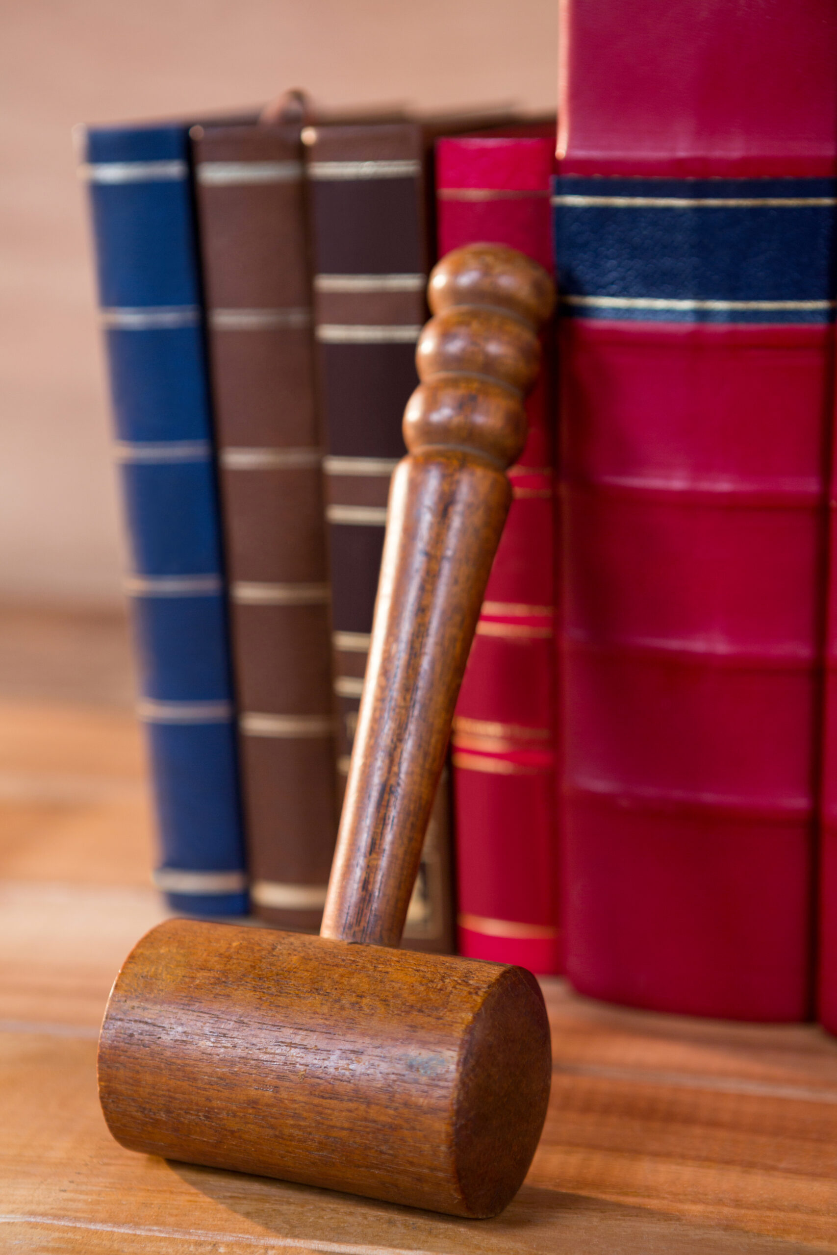 Judges gavel with books on a table